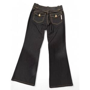 Bishop of Seventh Womens 26 Black Flare Leg Pants Contrast Stitching Y2K Style